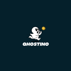 Ghostino Casino-Logo auf dunkelblauem Hintergrund