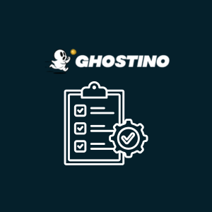 Eine Zwischenablage mit Häkchen-Symbolen unter dem Ghostino-Logo