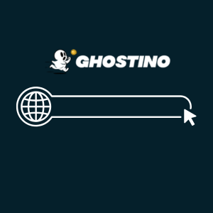 Eine Suchleiste und ein Web-Symbol unter dem Ghostino-Logo.